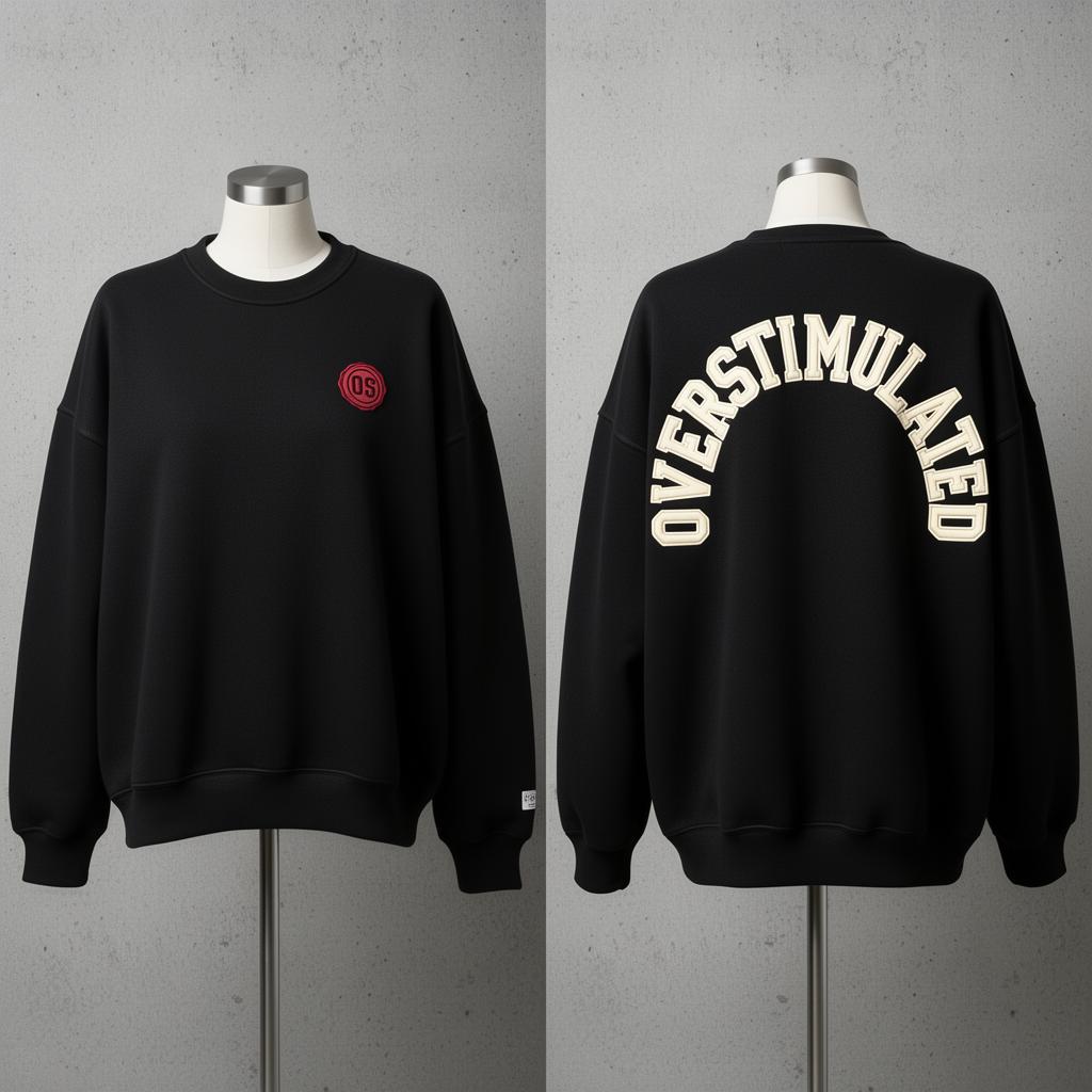 Arc Crewneck — Women's — Cropped relaxed fit · cuff-to-cuff arc · oxblood OS seal
