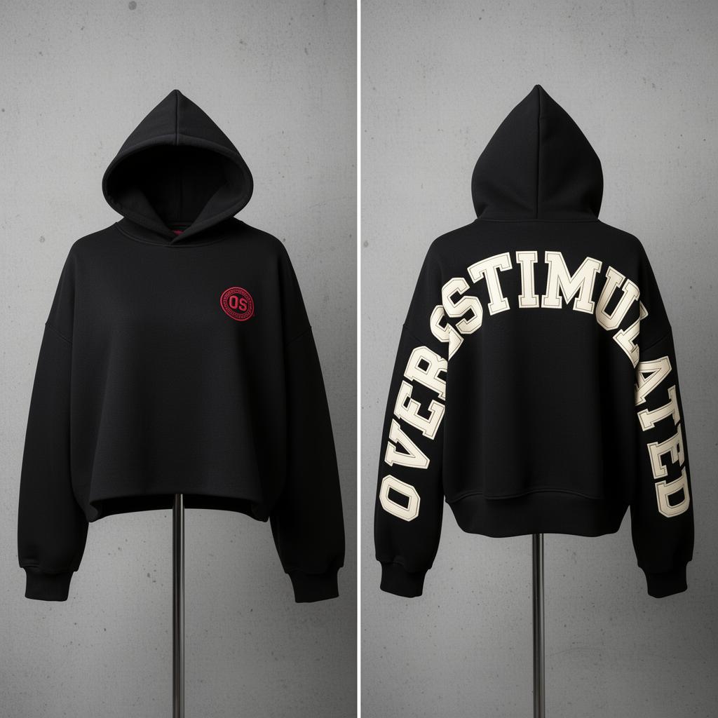 Arc Hoodie — Women's — Cropped boxy fit · cuff-to-cuff cream arc · oxblood OS seal