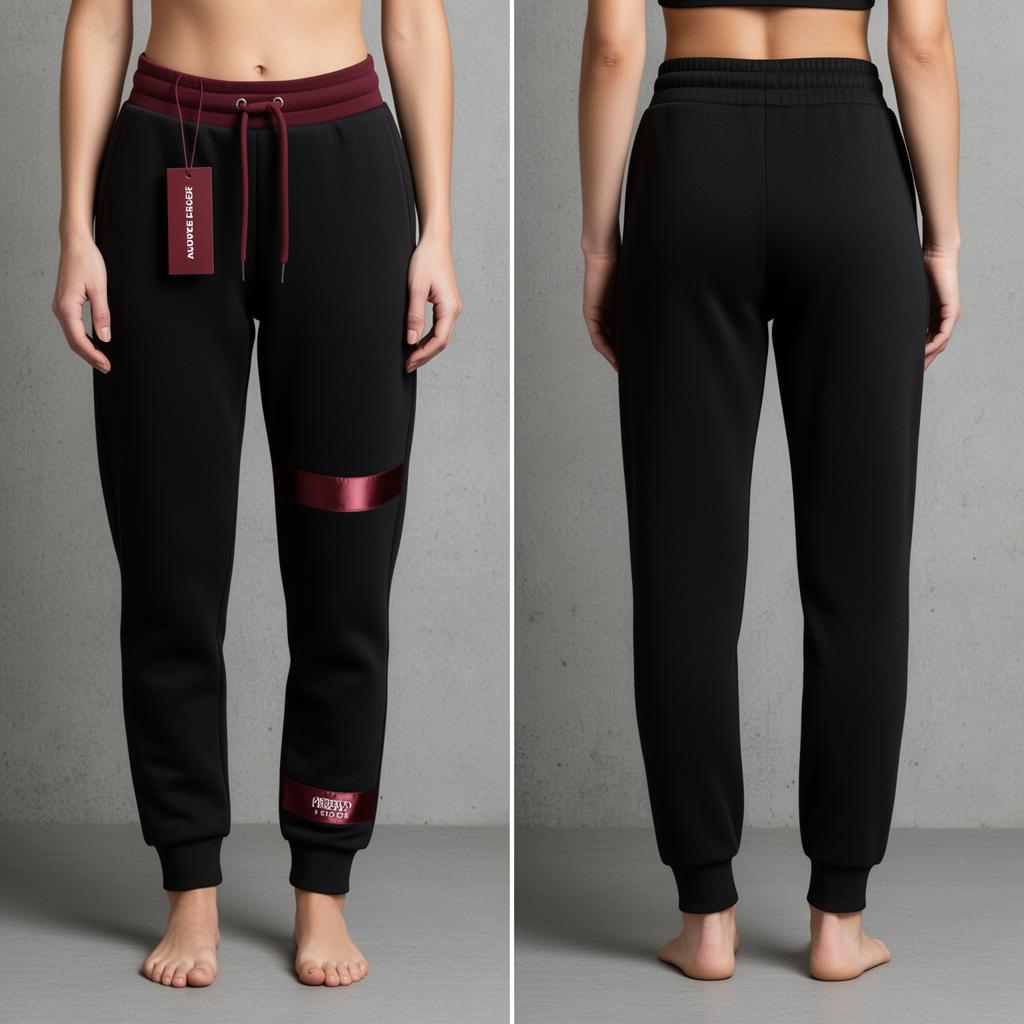 Neuro Track Jogger — Women's — High-waist fleece · oxblood ID band · admission tag