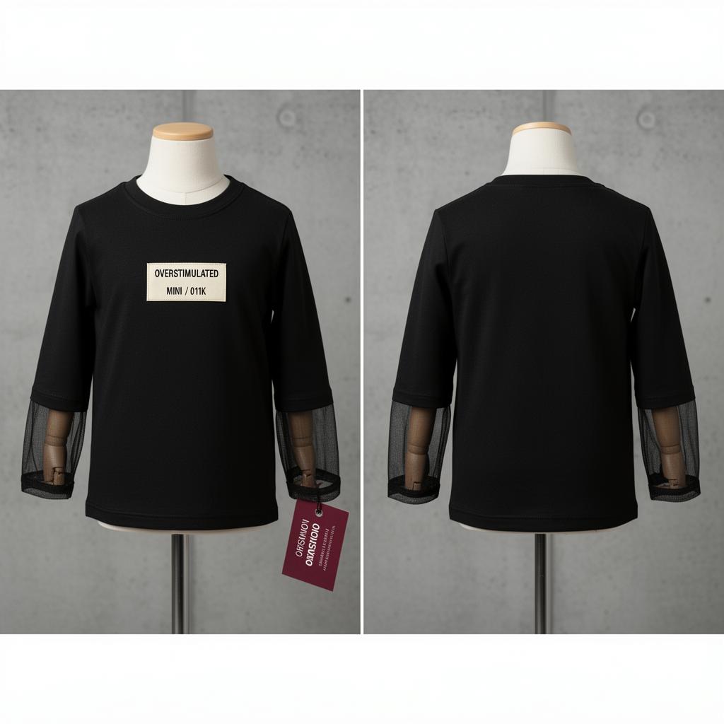 Mini Longsleeve — Kids — Cotton body · sheer mesh sleeve · MINI label