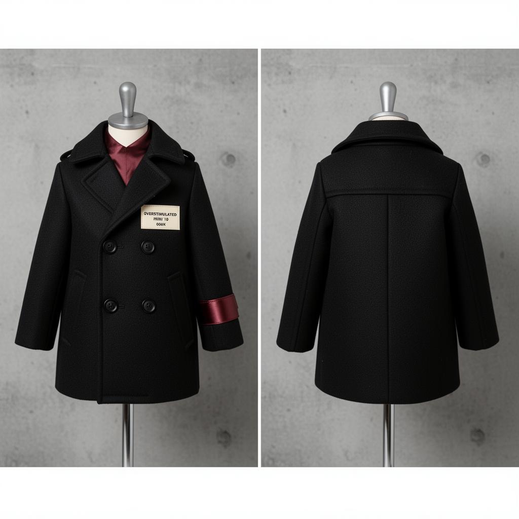 Mini Overcoat — Kids — Children's wool peacoat · oxblood lining · MINI label